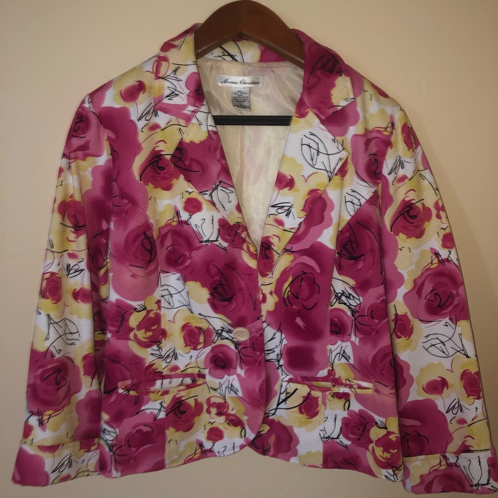 Yellow and Pink Floral Blazer